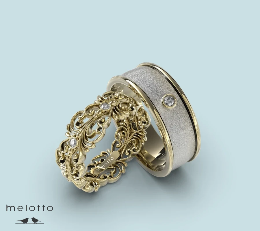 Винтажные обручальные кольца из комбинированного золота