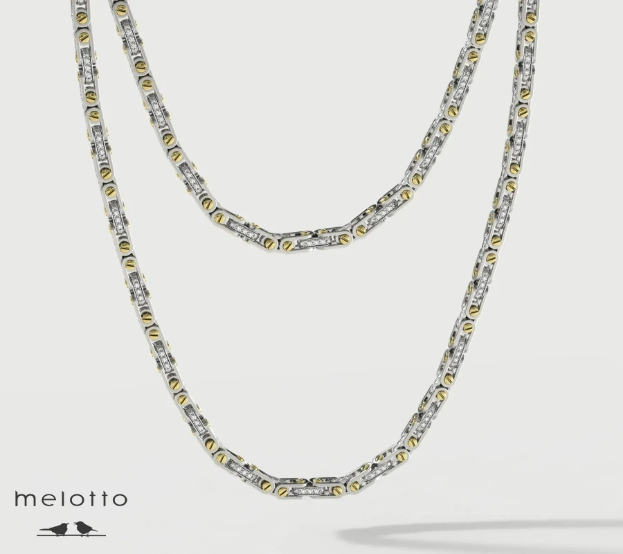 Мужская цепочка с бесцветными бриллиантами