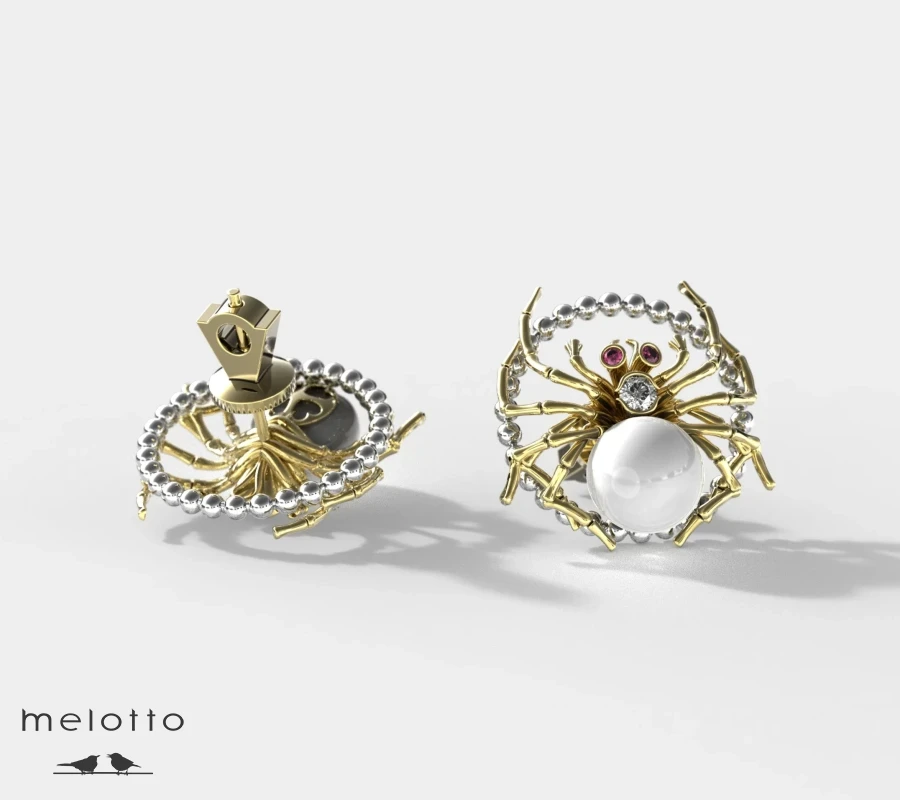 Серьги-гвоздики Паук