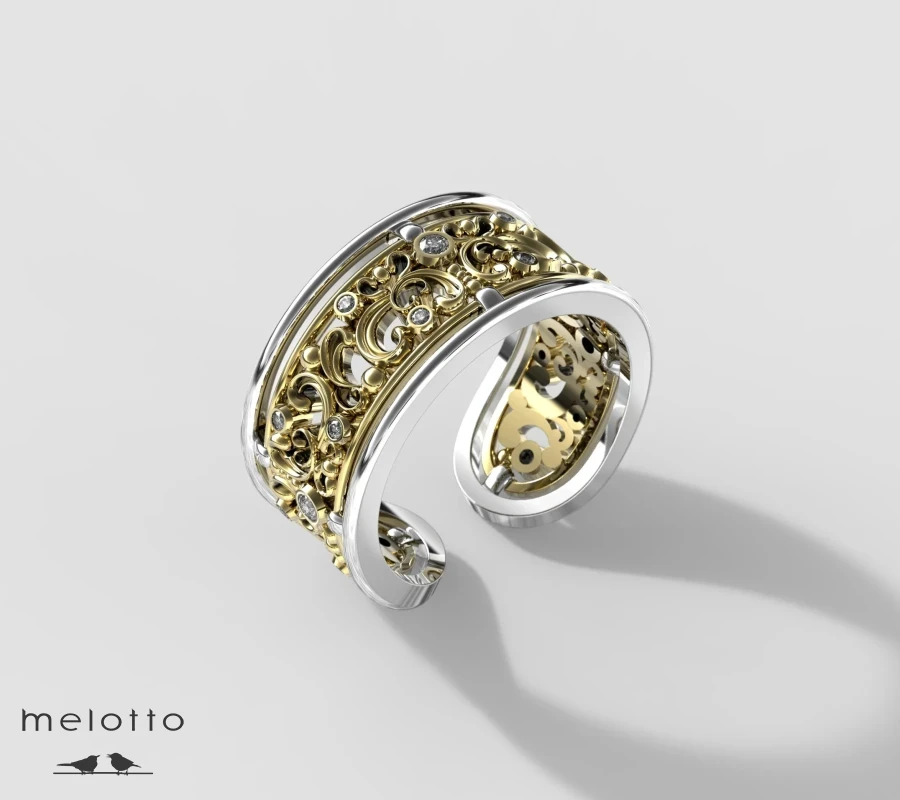 Ажурное женское кольцо с бриллиантами