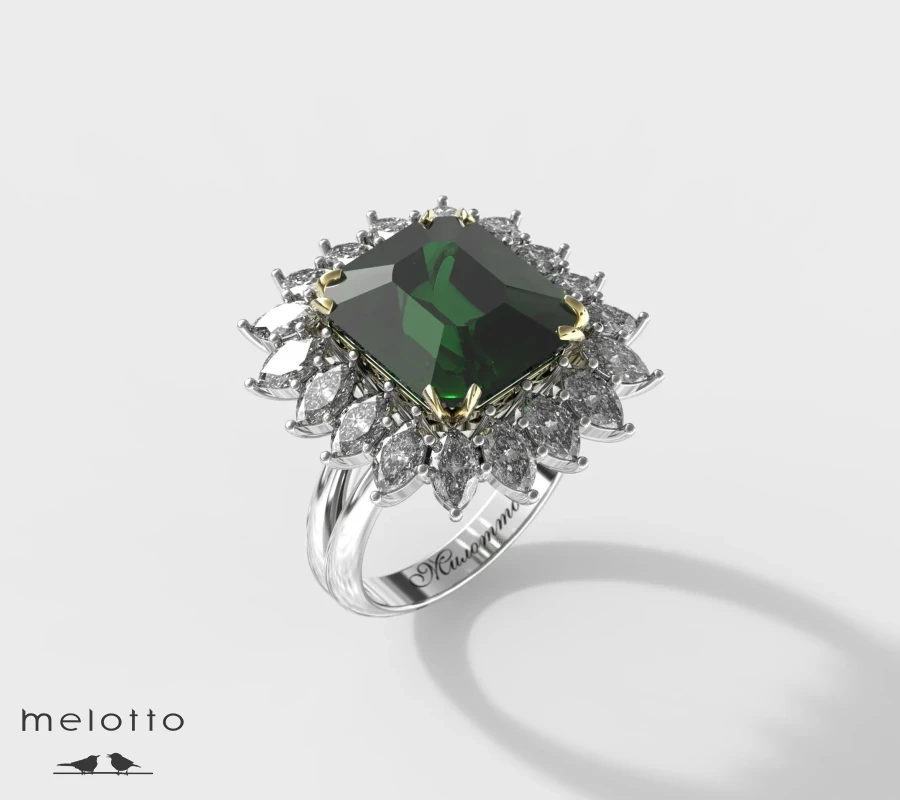 Шикарное женское кольцо с изумрудом