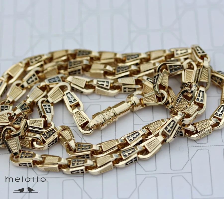 Мужская золотая цепочка «Православная с крестами»