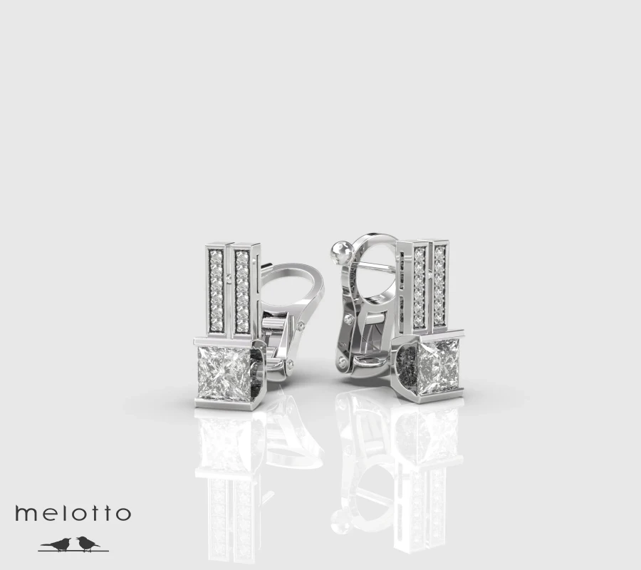 Серьги с бриллиантами огранки Принцесса