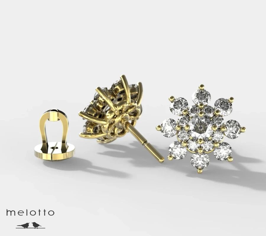 Серьги с бриллиантами Цветок