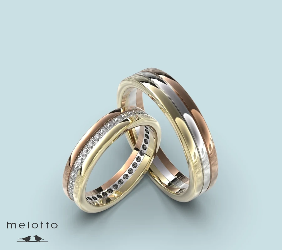 Плоские обручальные кольца с бриллиантами Тринити