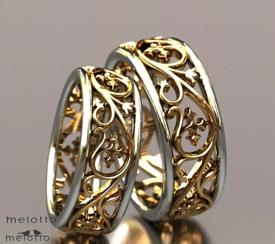 Красивые комбинированные кольца