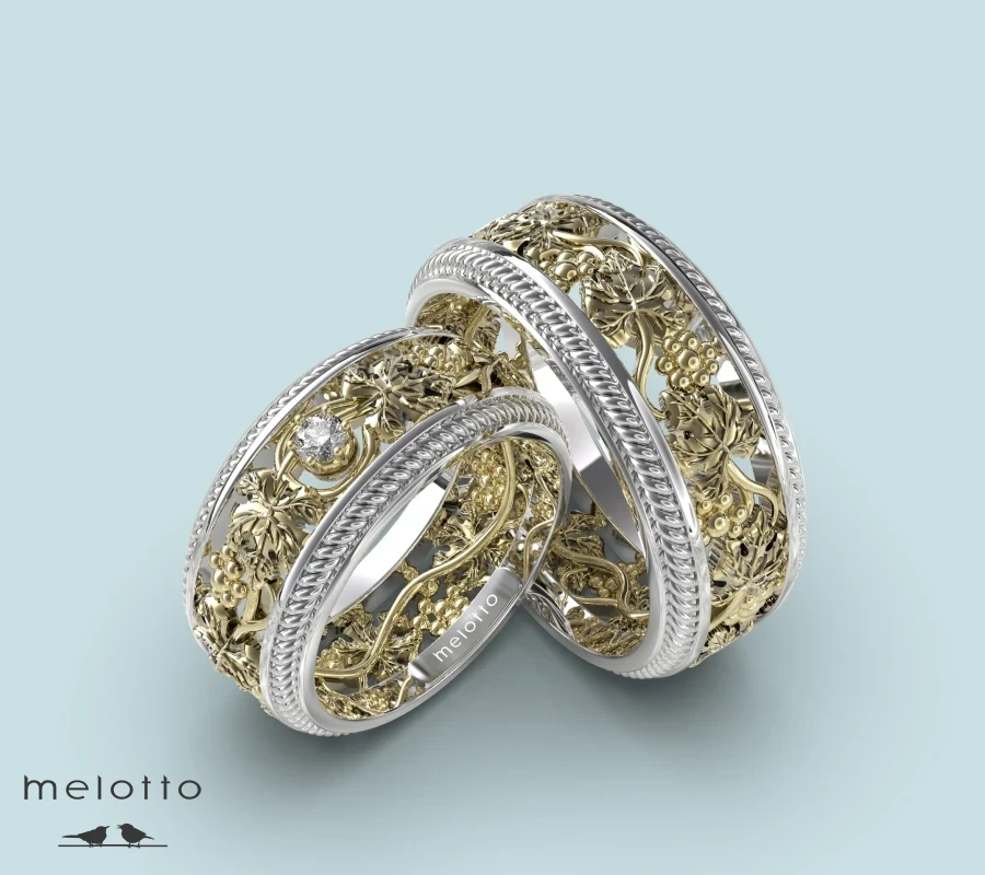 Обручальные пара колец Виноградная лоза