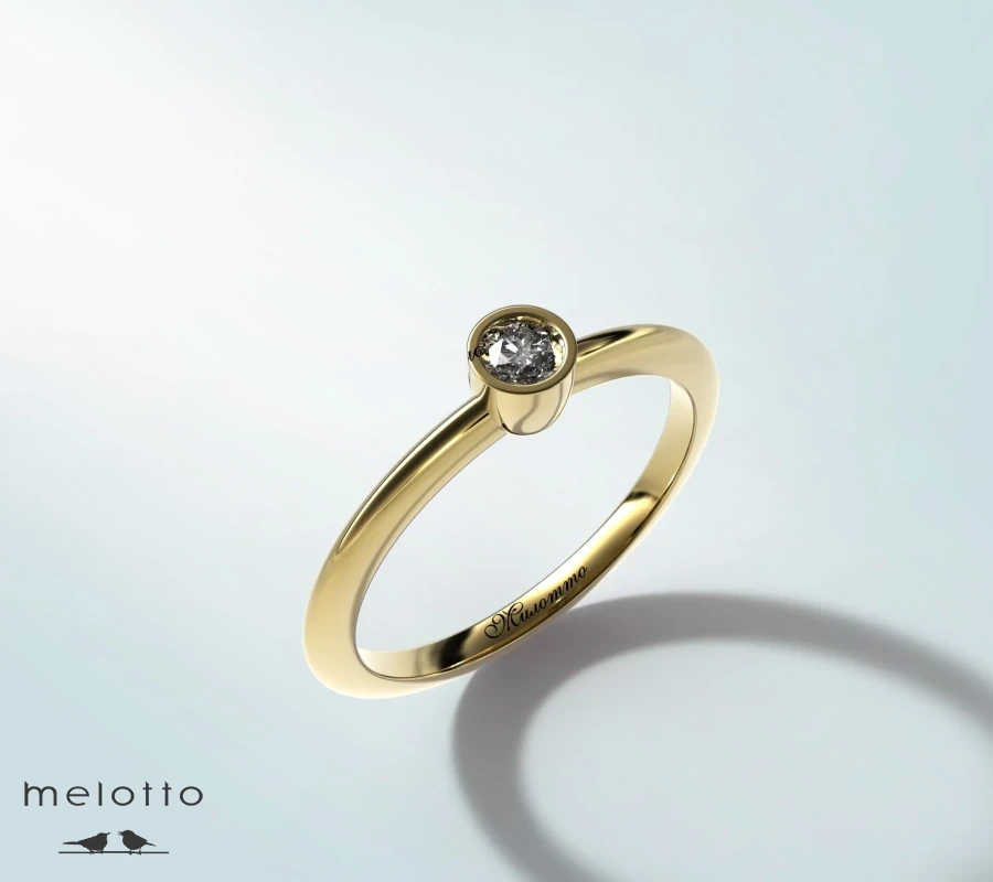 Простое помолвочное кольцо с одним бриллиантом