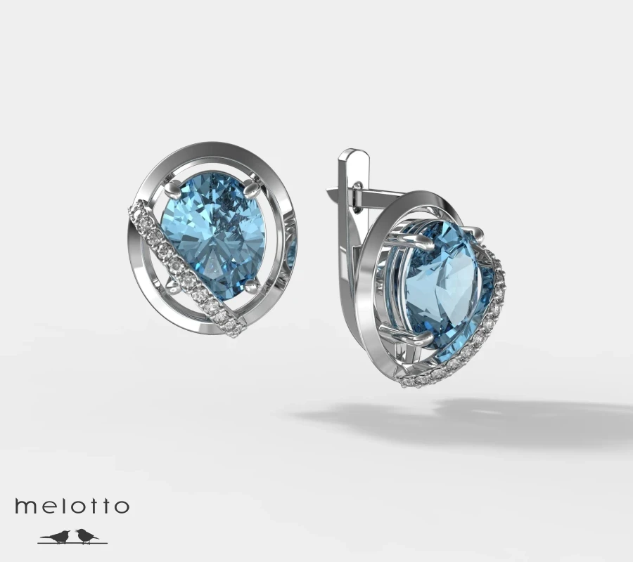 Серебряные серьги топазами и фианитами. В наличии.