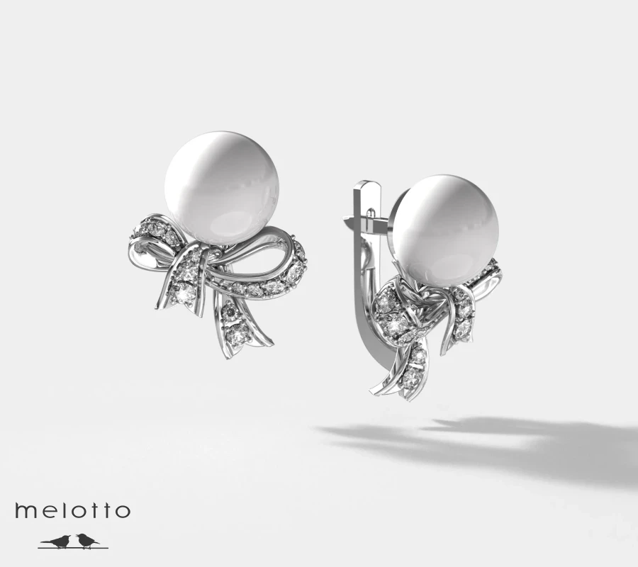 Серебряные серьги-бантики с фианитами