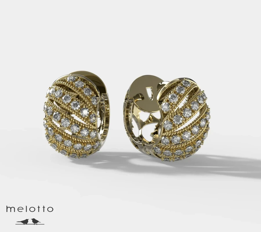 Золотые серьги-конго с бриллиантами