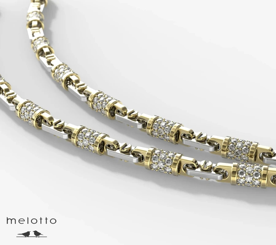 Золотая цепочка Ампир с бриллиантами