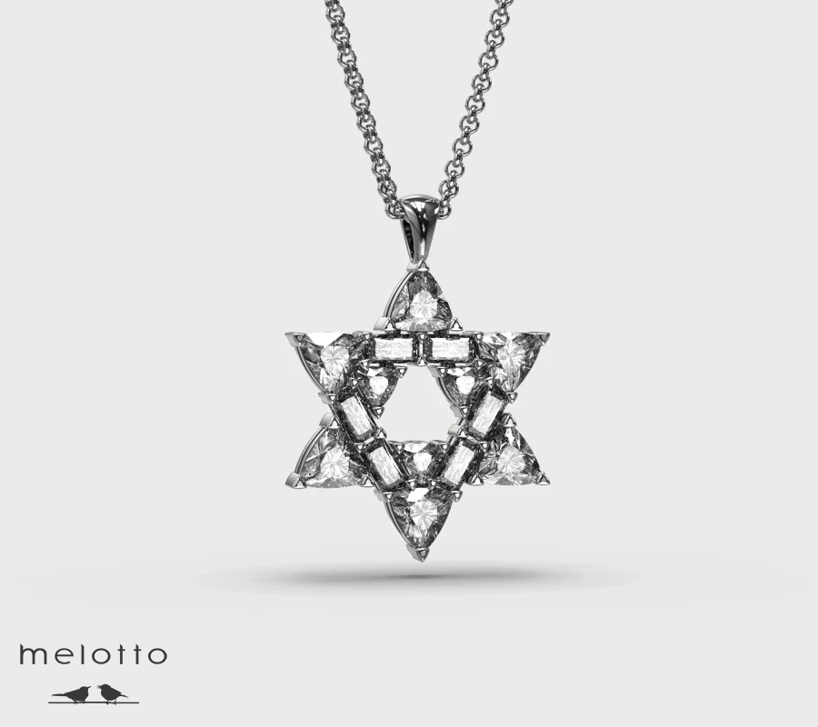 Золотой Bling кулон Звезда Давида с бриллиантами