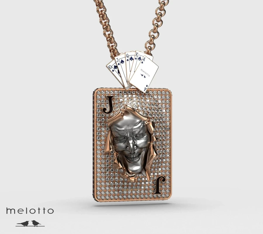 Блинг кулон Джокер из золота с бриллиантами
