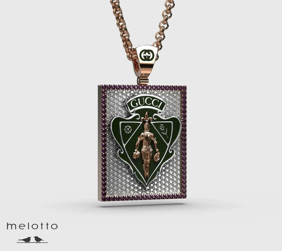 Кулон Bling GUCCI  из золота с бриллиантами и рубинами