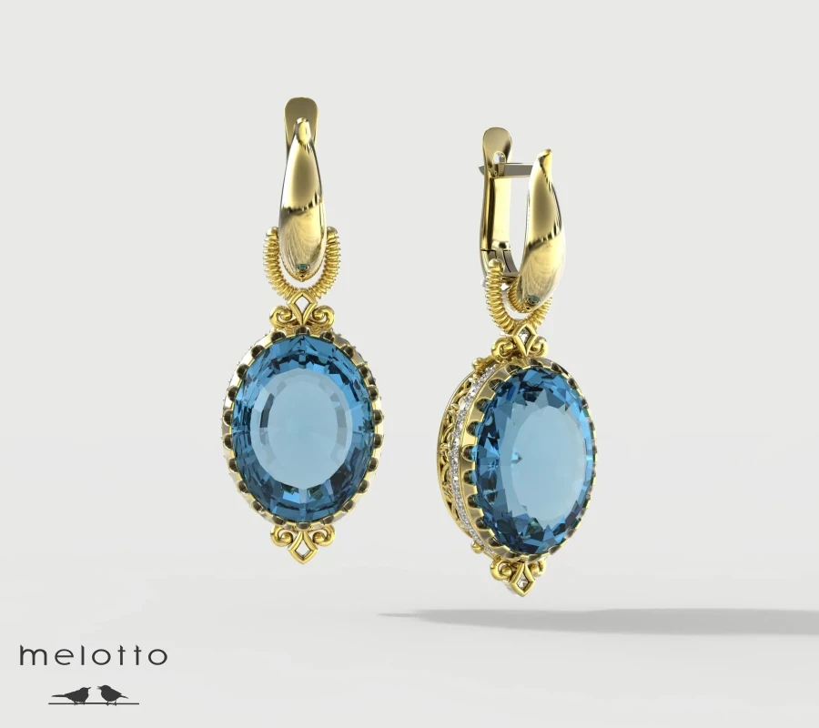 Серьги золотые с топазом