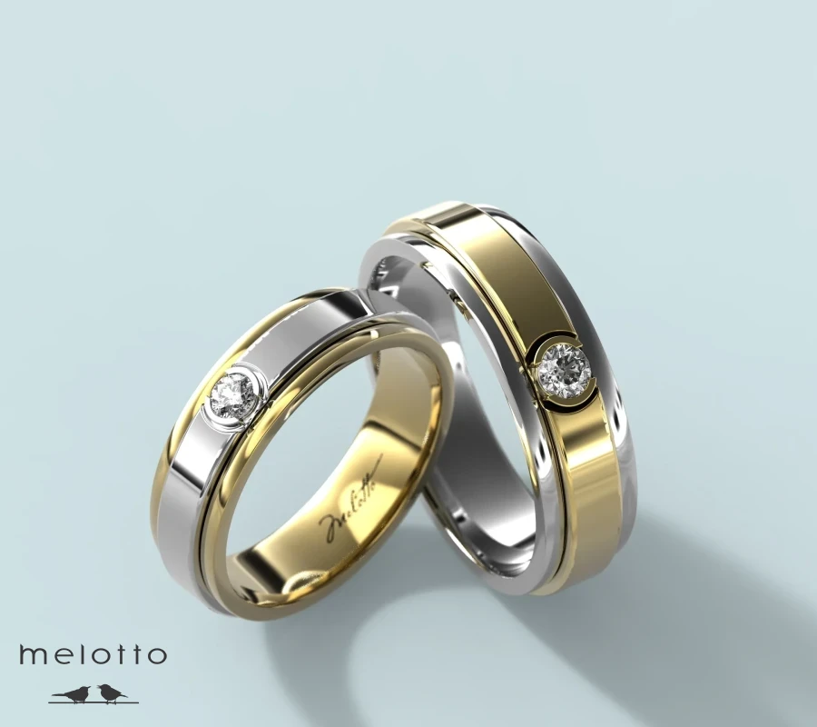 Двухцветные европейские обручальные кольца