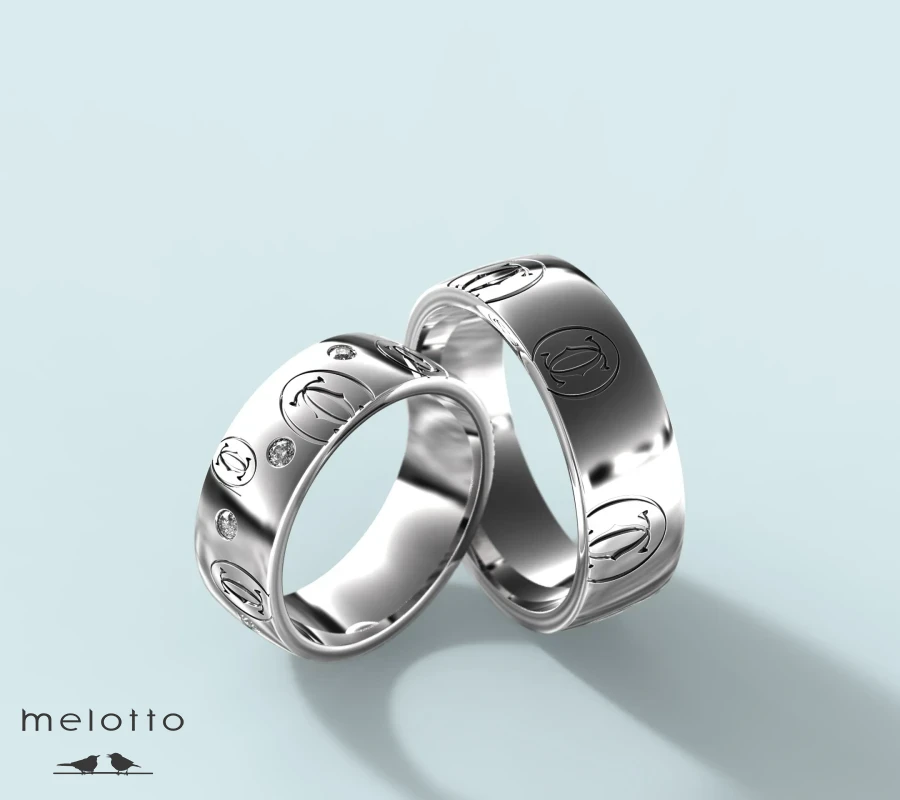 Европейские обручальные кольца из белого золота