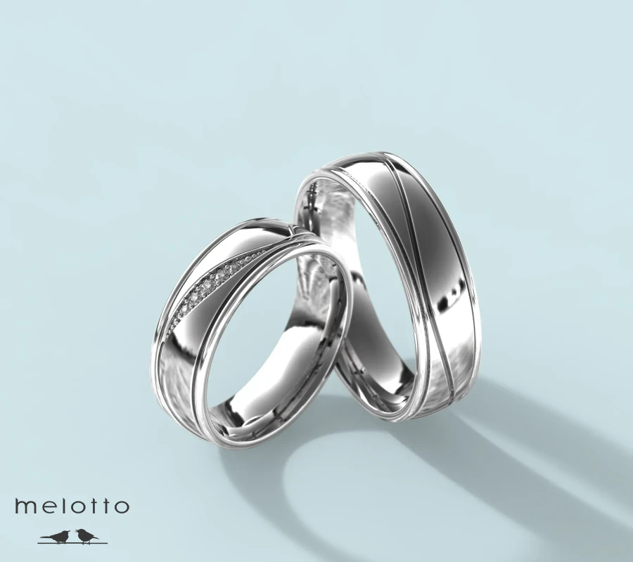 Обручальные классические кольца из белого золота с бриллиантами