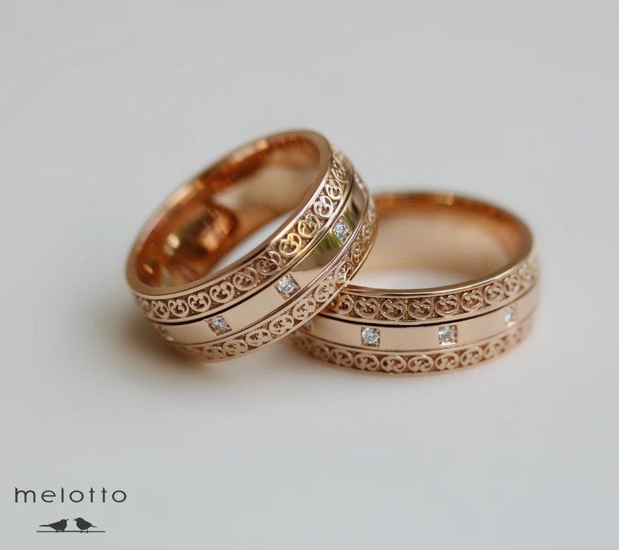 Винтажные обручальные кольца с бриллиантами