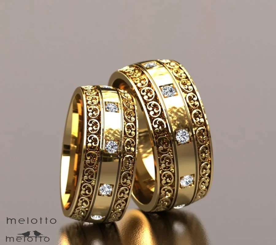 Винтажные обручальные кольца с бриллиантами