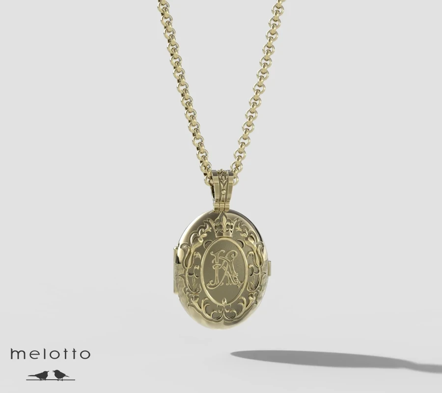 Кулон для двух фото с инициалами КА