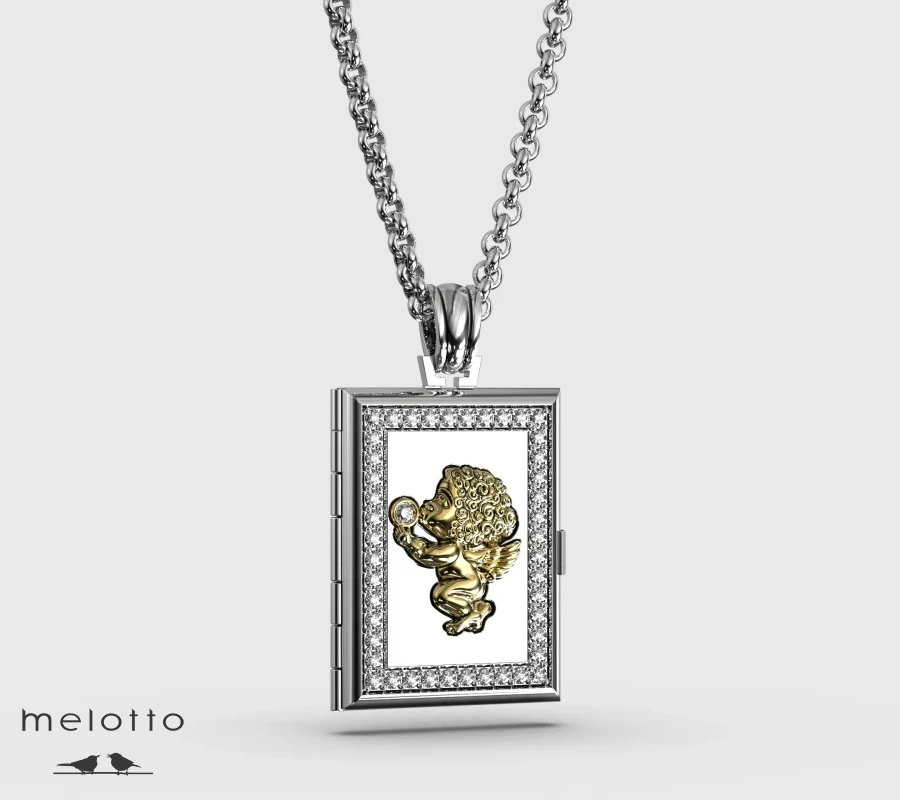 Прямоугольный кулон с фото Крылья Ангела