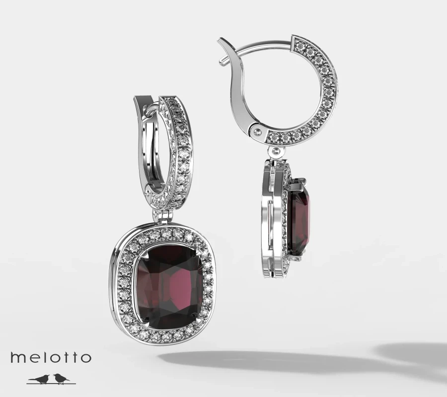 Сережки с гранатом и сваровски