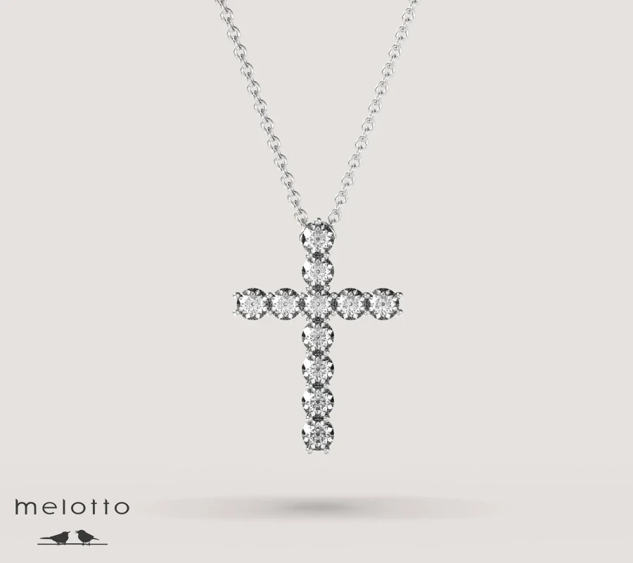 Подвеска с круглым бриллиантовым крестом