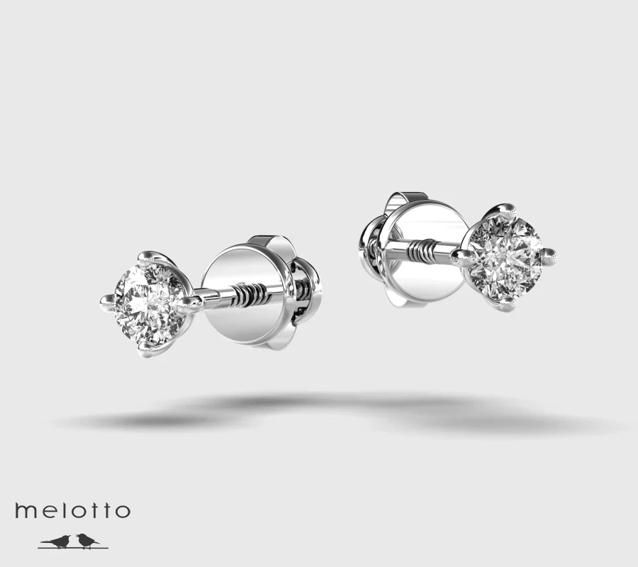 Серьги гвоздики с бриллиантами 0.17 карат