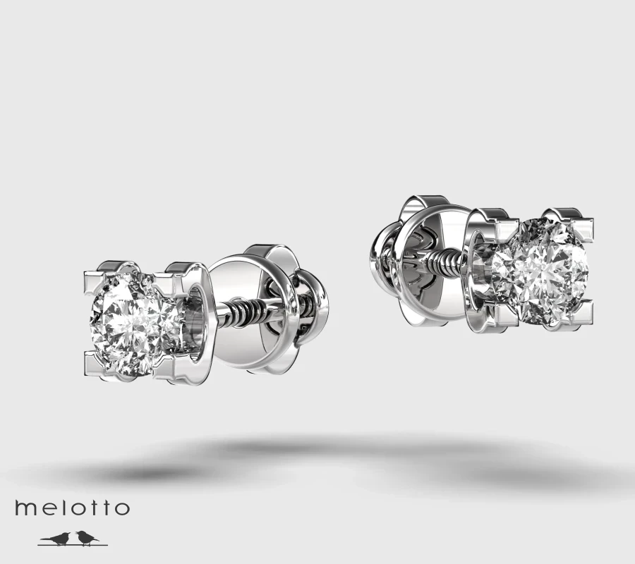 Серьги гвоздики с бриллиантами 0.25 карат