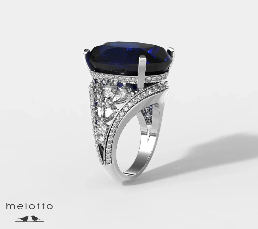 Кольцо Classic Melotto с сапфиром и бриллиантами