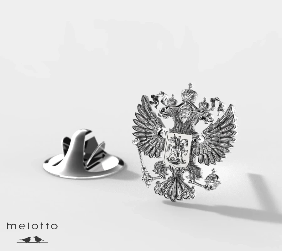 Золотой значок на пиджак Герб России