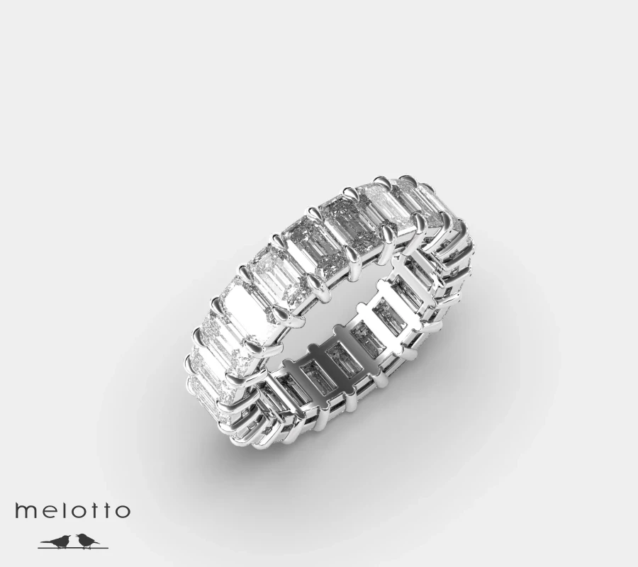 Обручальное кольцо с муассанитами в форме багет