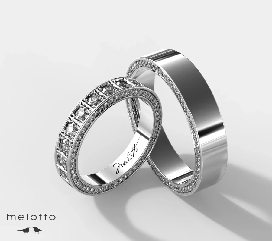 Обручальные кольца с бриллиантами из белого золота