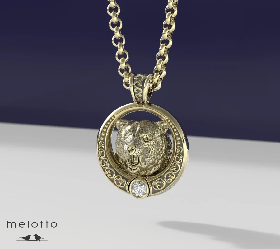 Мужской кулон Гризли