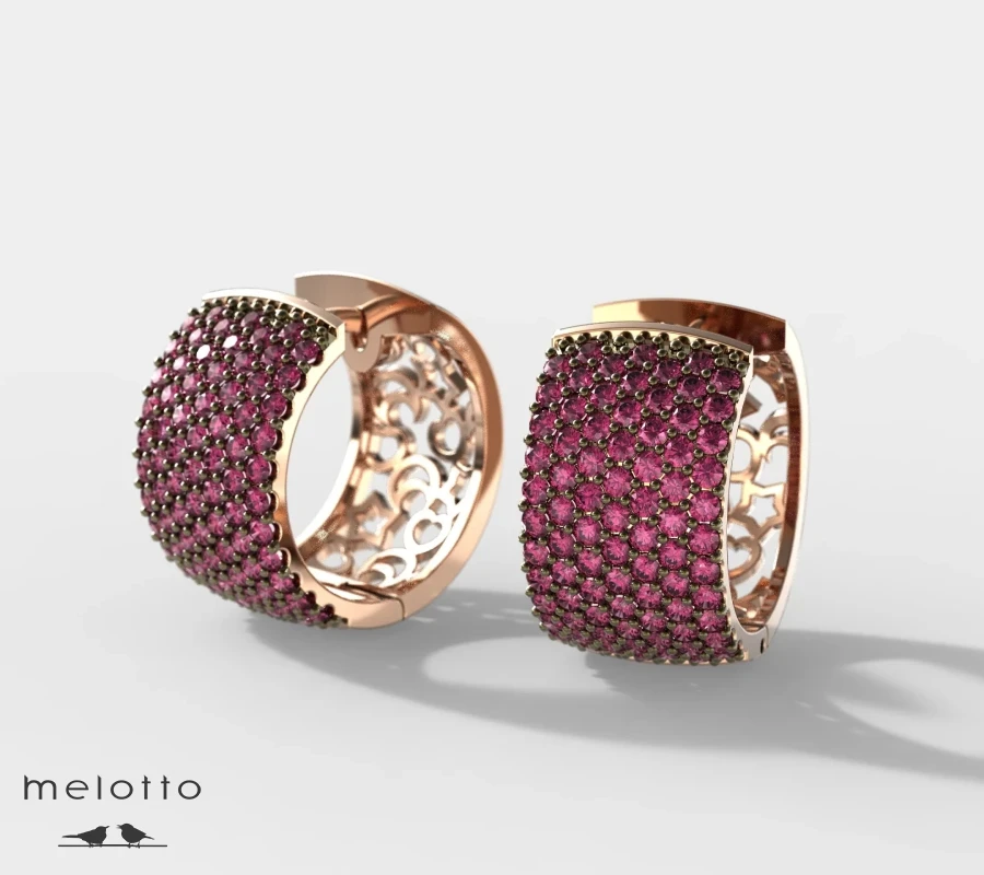 Золотые серьги с рубинами D'AMOUR