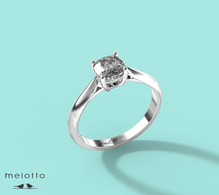 Помолвочное кольцо с бриллиантом огранки «Кушон»