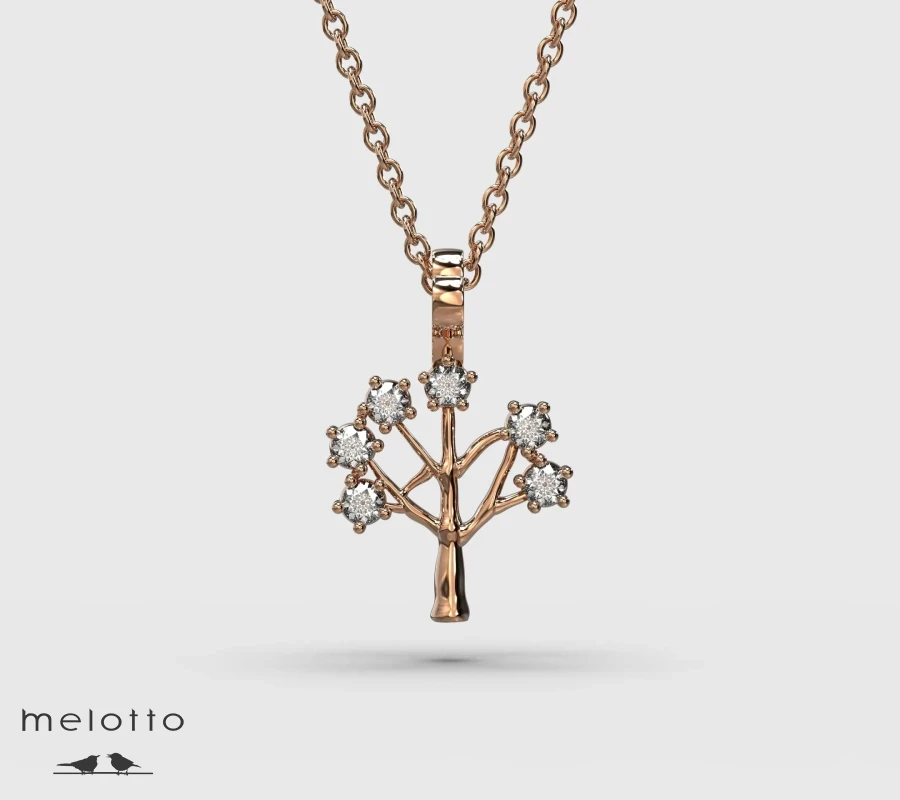 Золотая подвеска «Древо жизни» с корнями