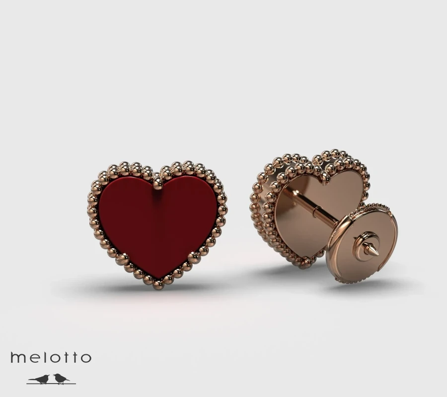 Серьги-гвоздики Тиффани с красным кораллом