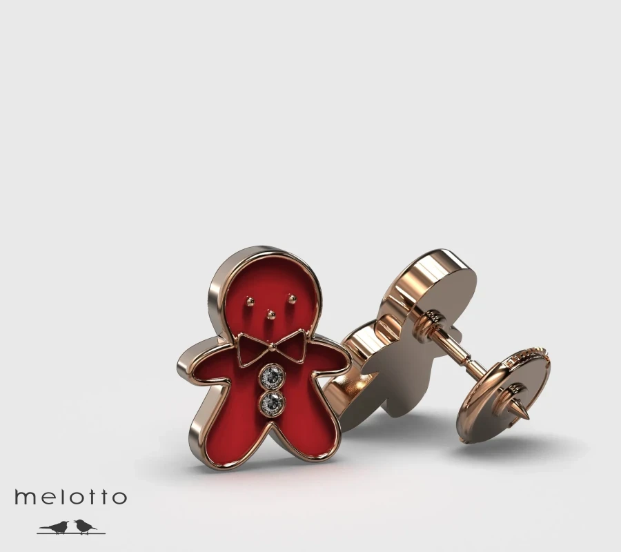 Серьги-гвоздики с бриллиантами в форме мальчика