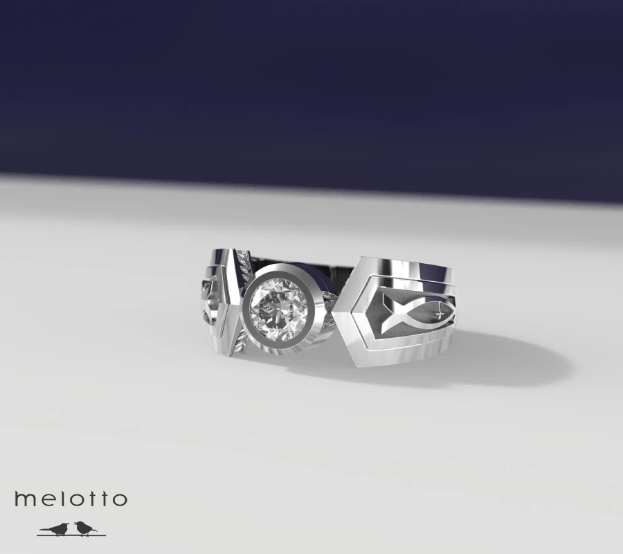 Мужское кольцо «1 карат»