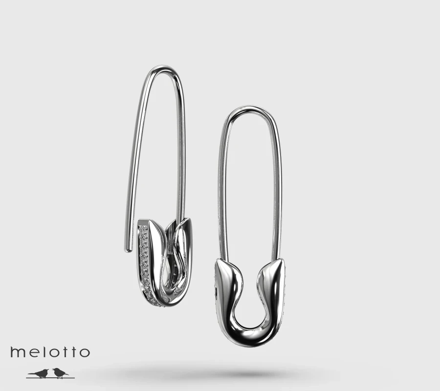 Серьги булавка из белого золота с бриллиантами