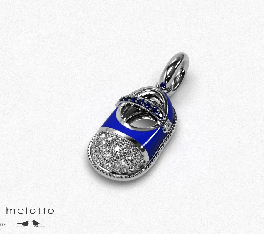 Шарм Ботинок с бриллиантами и сапфирами