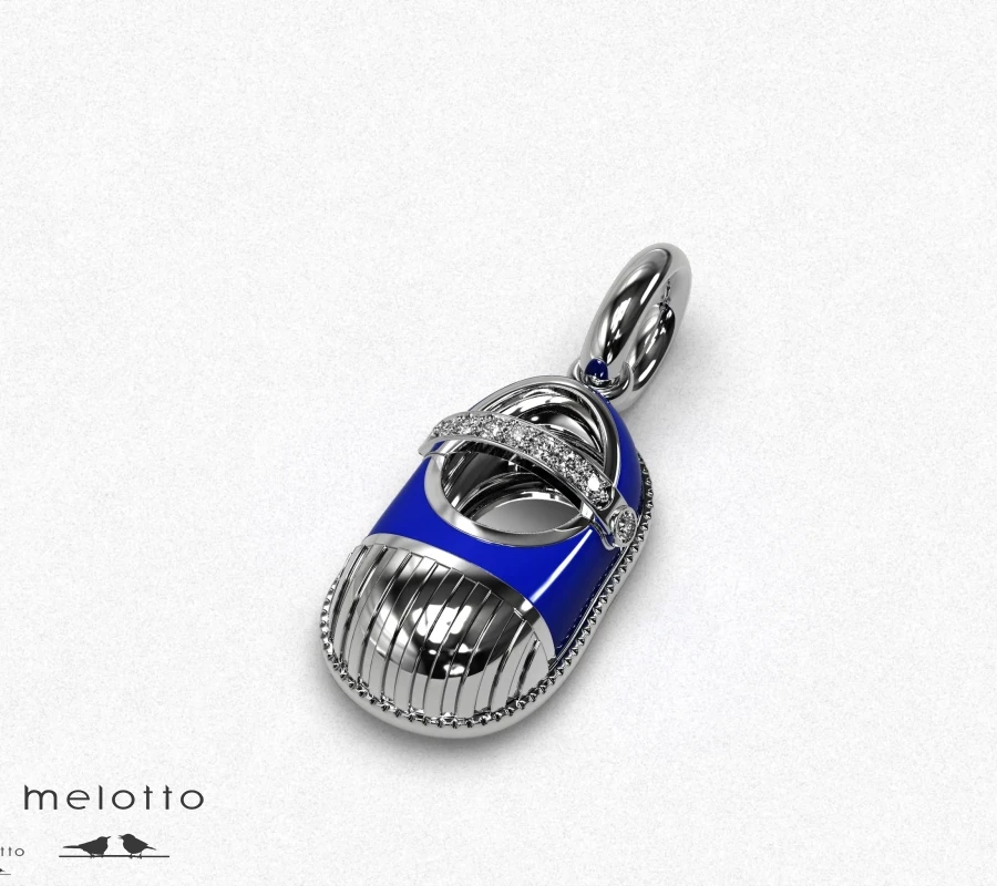 Шарм-ботинок в стиле Old school из белого золота