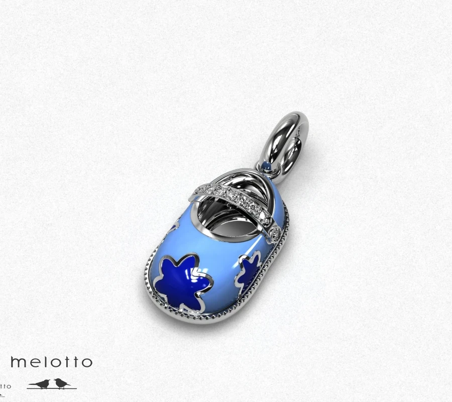 Шарм Ботинок с цветочками и бриллиантами из белого золота