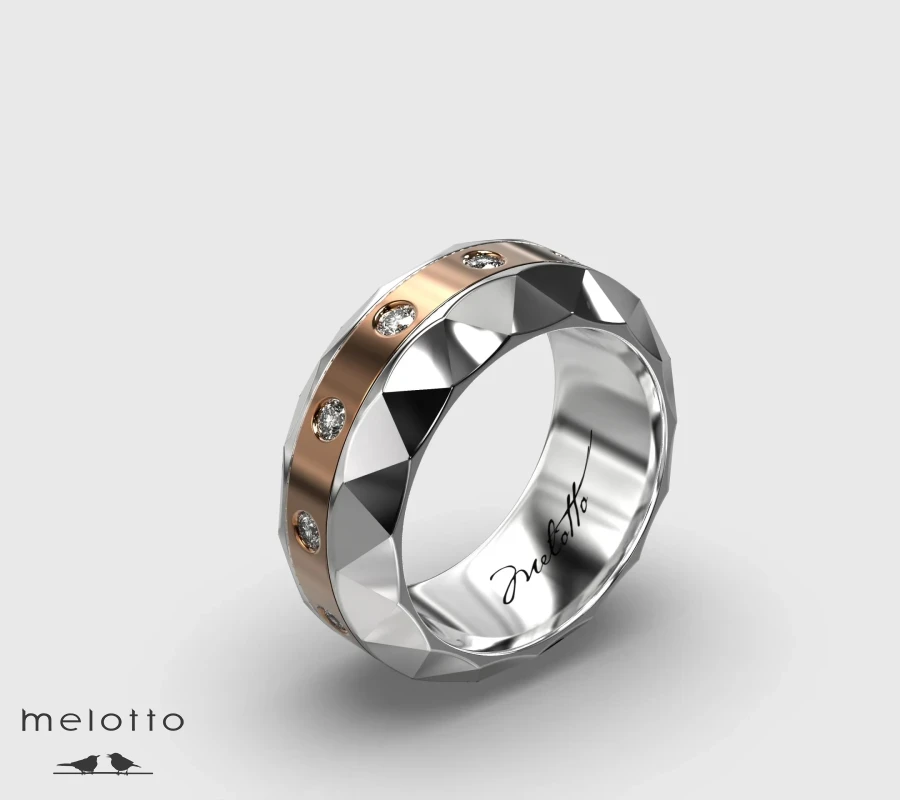 Бесконечное мужское кольцо с круглыми бриллиантами