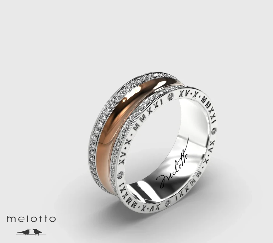 Мужское вогнутое обручальное кольцо с датой свадьбы