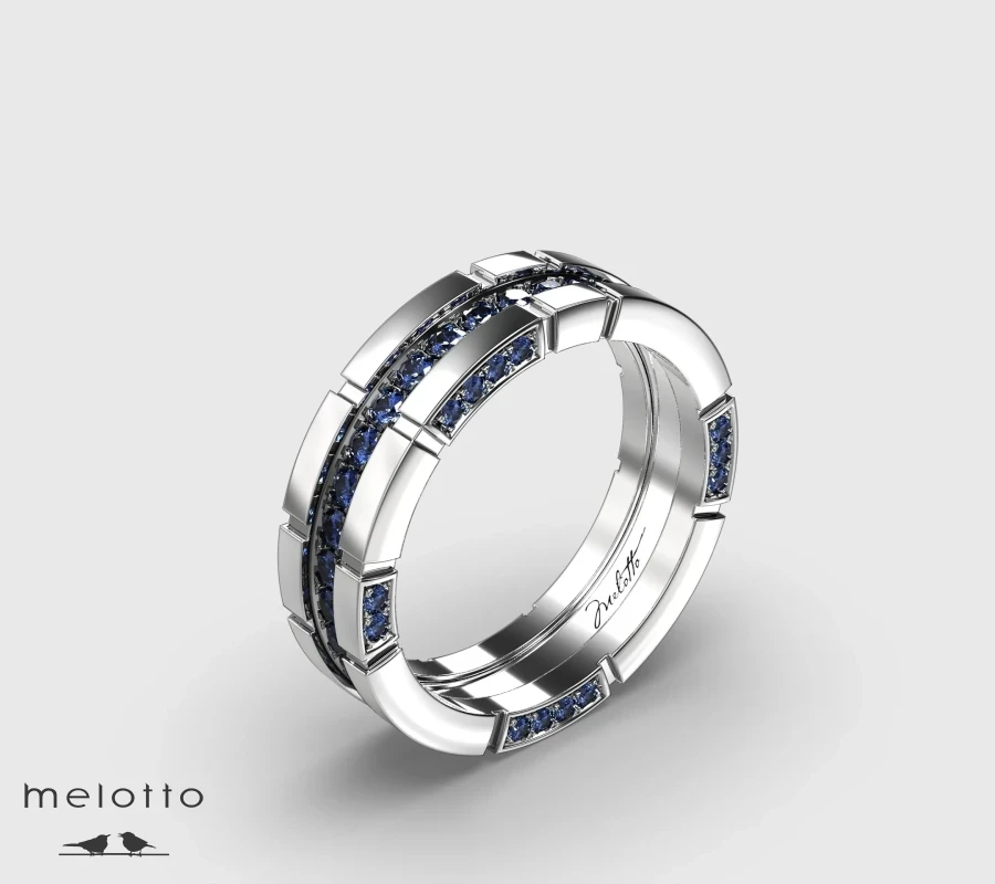 Мужское обручальное кольцо «Стиль» с сапфирами