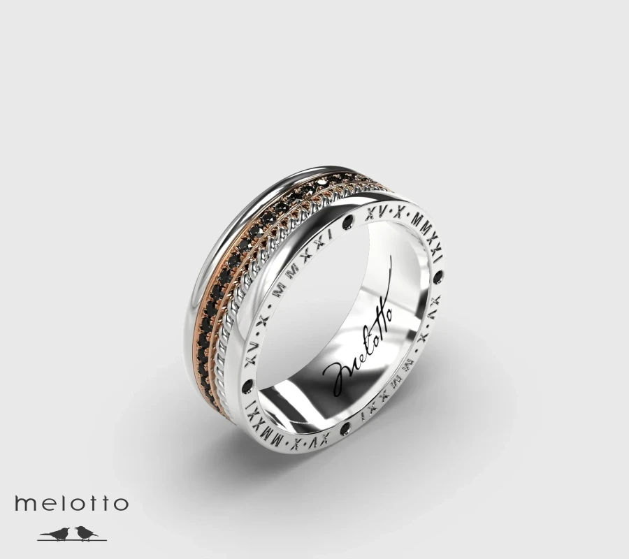 Мужское обручальное кольцо с датой свадьбы